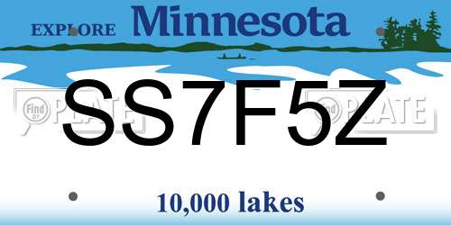SS7F5Z Minnesota License Plate