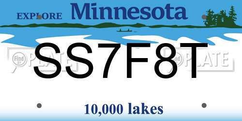 SS7F8T Minnesota License Plate