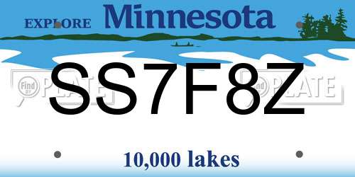 SS7F8Z Minnesota License Plate