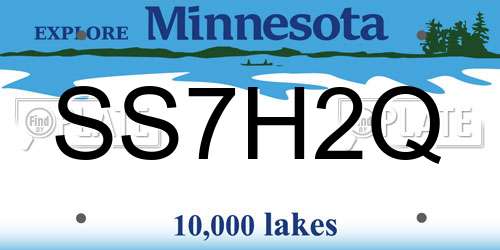 SS7H2Q Minnesota License Plate