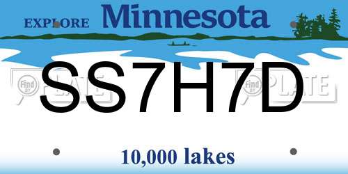 SS7H7D Minnesota License Plate