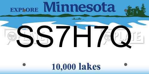 SS7H7Q Minnesota License Plate