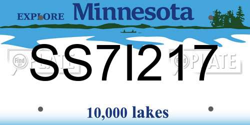 SS7I217 Minnesota License Plate