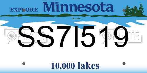SS7I519 Minnesota License Plate