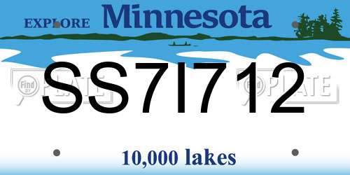 SS7I712 Minnesota License Plate