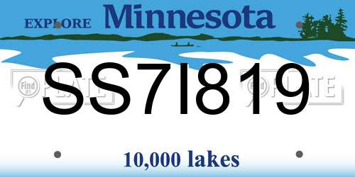 SS7I819 Minnesota License Plate