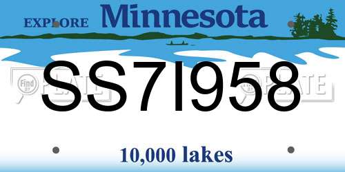 SS7I958 Minnesota License Plate