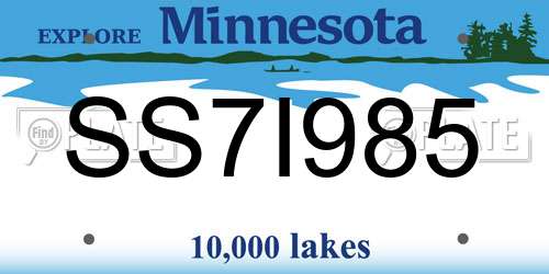 SS7I985 Minnesota License Plate