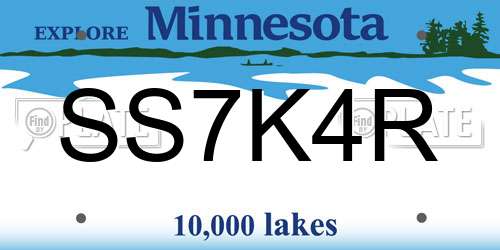 SS7K4R Minnesota License Plate
