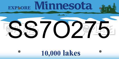 SS7O275 Minnesota License Plate