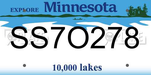 SS7O278 Minnesota License Plate