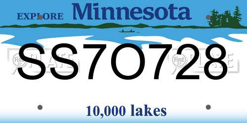 SS7O728 Minnesota License Plate