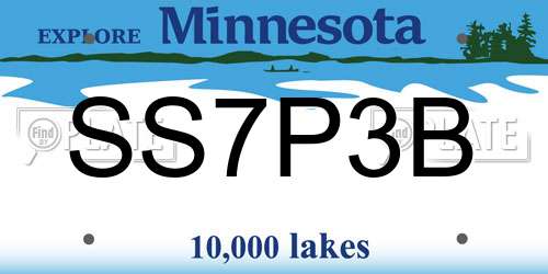 SS7P3B Minnesota License Plate