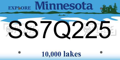 SS7Q225 Minnesota License Plate
