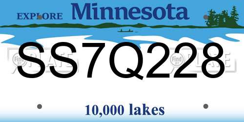 SS7Q228 Minnesota License Plate