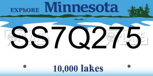 SS7Q275 Minnesota License Plate