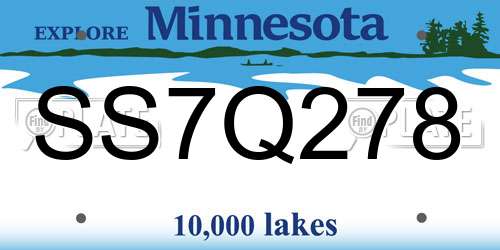 SS7Q278 Minnesota License Plate