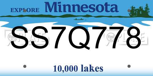 SS7Q778 Minnesota License Plate