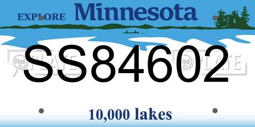 SS84602 Minnesota License Plate