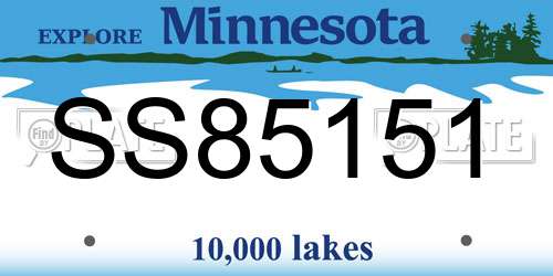 SS85151 Minnesota License Plate