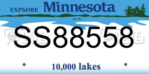 SS88558 Minnesota License Plate