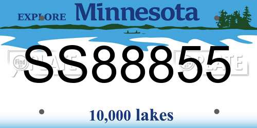 SS88855 Minnesota License Plate