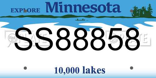 SS88858 Minnesota License Plate