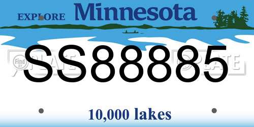 SS88885 Minnesota License Plate