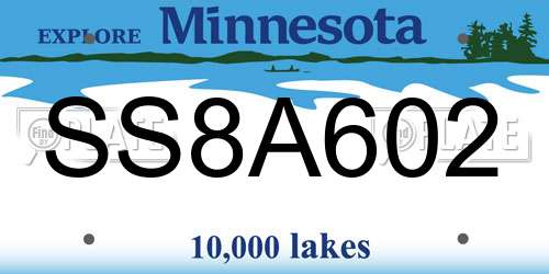 SS8A602 Minnesota License Plate