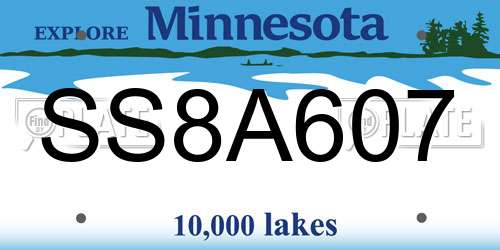 SS8A607 Minnesota License Plate