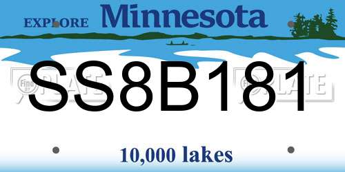 SS8B181 Minnesota License Plate