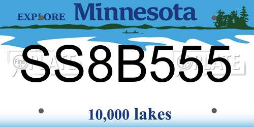 SS8B555 Minnesota License Plate