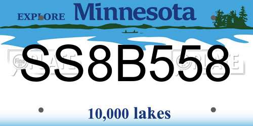 SS8B558 Minnesota License Plate