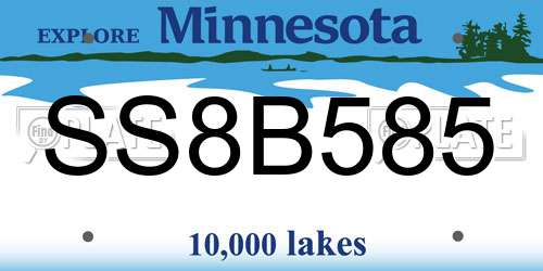 SS8B585 Minnesota License Plate