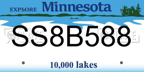 SS8B588 Minnesota License Plate