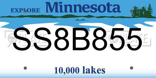 SS8B855 Minnesota License Plate