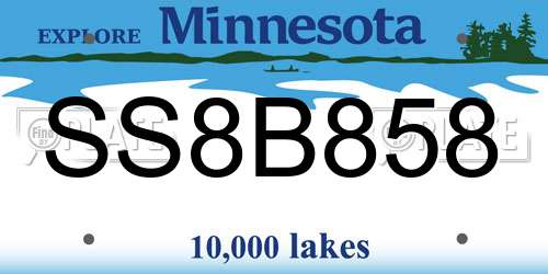 SS8B858 Minnesota License Plate