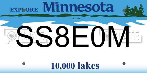 SS8E0M Minnesota License Plate