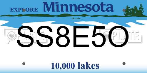 SS8E5O Minnesota License Plate