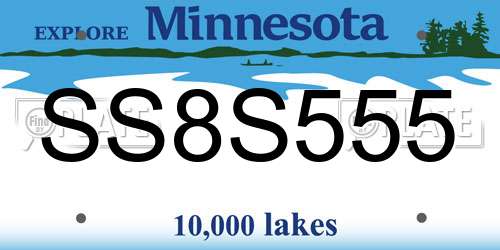 SS8S555 Minnesota License Plate