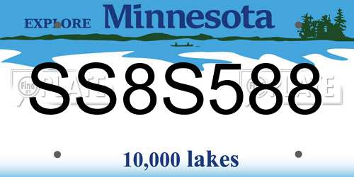 SS8S588 Minnesota License Plate