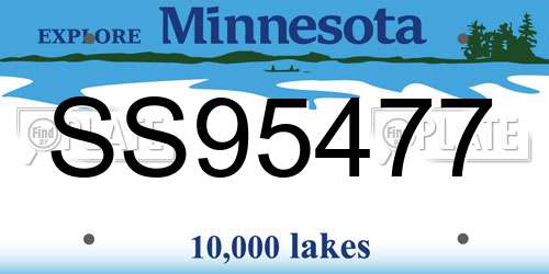 SS95477 Minnesota License Plate