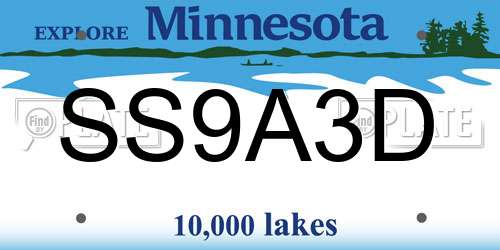 SS9A3D Minnesota License Plate