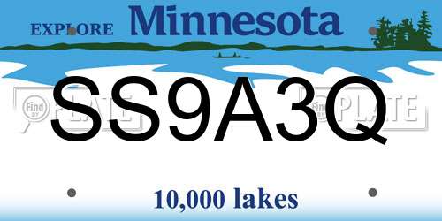 SS9A3Q Minnesota License Plate
