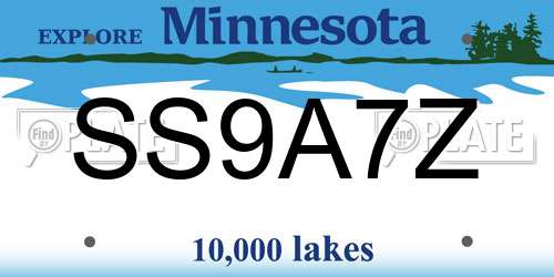 SS9A7Z Minnesota License Plate