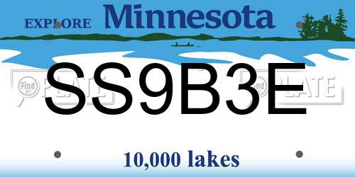 SS9B3E Minnesota License Plate