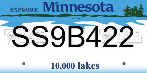 SS9B422 Minnesota License Plate