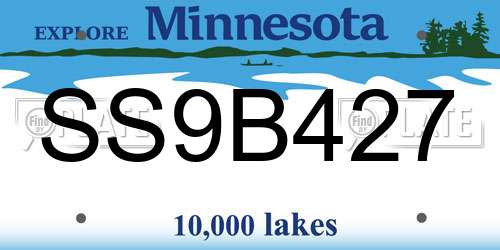 SS9B427 Minnesota License Plate