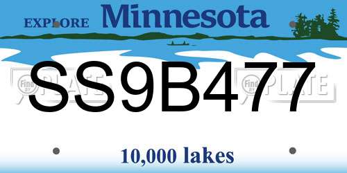 SS9B477 Minnesota License Plate