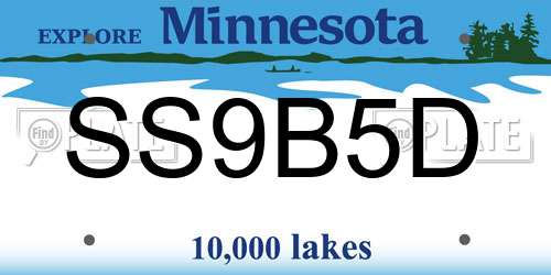 SS9B5D Minnesota License Plate